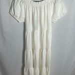 Saks 5th Avenue Saks Fifth Avenue White Linen Puff Sleeve Tiered Midi Dress XL NWT Photo 2