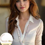 Natural Stone Crystal Lanyard for Women For Badges And Keys Pink Photo 0