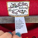 Vintage Heirloom Collectibles red Ugly Christmas cardigan sweater reindeer games Size L Photo 4