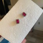 Sterling Silver Pink Tennis Bracelet Necklace Earring Set Emerald Cut Clean Girl Photo 7