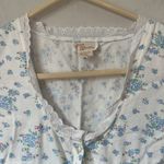 Floral Coquette Flanel Nightgown with Ruffle Trim Sz Medium White Photo 2