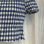 Arizona Jeans Arizona Jean Co. Navy Gingham Smocked Crop Top Size L Photo 2