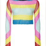 STAUD Rainbow Stripe Crochet Lumison Top Pink Photo 0