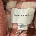 American Eagle  women's size small pink and cream plaid flannel with hood Photo 3