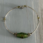 Beautiful Link Bracelet W Green Art Glass Crystal & Tube Beads Photo 0