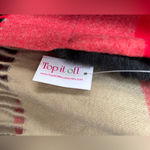 NWT Top it Off Lily Wrap Plaid Women's wrap with Black Fur Trim one size Red Photo 8