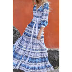 Alexis NWOT  Wylla Embroidered Linen Blend Maxi Dress XS Blue White Photo 13