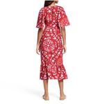 Rhode x Target NWT Women's Large Zinnia Floral Print Bell Sleeve Midi Dress 8 Red Photo 2