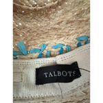 Talbots  Embroidered Raffia Straw Hat Turqoise Adjustable NWT Photo 5