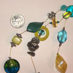 Yellow Green Blue Multicolor Silver Tone Boho Beaded Necklace Photo 2