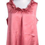 Elementz Rose Ruffled Vneck Sleeveless Blouse XL Modern Flowy Top Silky Preppy Photo 0