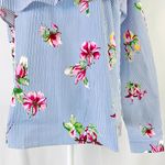Lumière New  Floral Striped One Shoulder Long Sleeve Shirt Blue Multi Photo 3