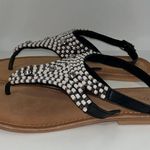 Torgeis Vega Beaded Thong Sandals w Ankle Strap Black Leather India Women’s 7 Photo 3