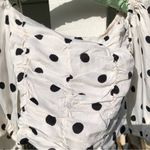 ZARA CROPPED POLKA DOT RUCHED BLOUSE TOP S Photo 3