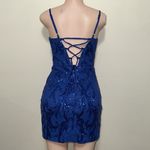 Blue Sequin Dress short woman size 4 wedding party nightclub homecoming Photo 4