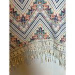 Absolutely Famous  Women’s Blouse Size Medium Western Boho Orange, Blue Fringe Photo 2