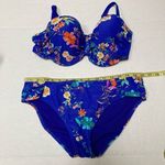 Panache royal blue floral underwire push-up 38D women’s S bikini swimsuit set Photo 1