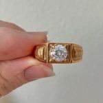 Signet Solitaire 14KHGE LINDCP Gold Vintage Ring “Amadea” Masculine Round China Jewelry Photo 13