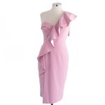 Lavish Lice Lavish Alice -Scuba Midi Dress with Corset Bodice & Dramatic One-Shoulder Ruffle Photo 1