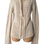 Shy Girl Cream and Tan Button Front Cardigan Knit Sweater Y2K Size XL Photo 0