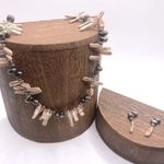 Handmade Natural Pearl Biwa Stick & Chocolate Necklace & Earring Set Boho Artsy Lagenlook Photo 0