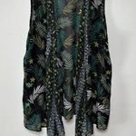 Terra & Sky Green Black Tropical Print Sheer Cover Up Size 1X Photo 0