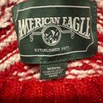 American Eagle  Red White Fair Isle Christmas Sweater Crewneck Size M Photo 1