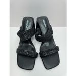 Abound  Dress Sandals Size 7.5 Black Carina Glitter Slip On Open Square Toe Heels Photo 3