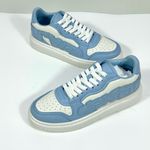 Alexander Wang  Puff Pebble Leather Logo Low Top Sneakers Blue White EU 39 NEW Photo 0