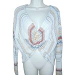 Crop Top XL Long Sleeved Knit Knot V Neck Sweater Striped Multicolor Red Photo 0