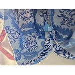 J. McLaughlin J. McLauglin Top Blouse Size 12 Blue White Tapestry Costal Cotton Photo 4