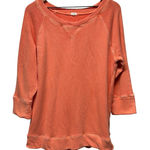 J.Crew Sweater Women Sz L Orange Crewneck Terry Sweatshirt 3/4 Sleeve Coastal Photo 0