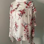 Lulus Tender Love white & pink floral sheer long sleeve button-front top size M Photo 3
