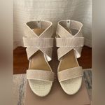 Donald Pliner Faraije Wedge Sandals Size 11 Bone Jute Elastic Criss Photo 2