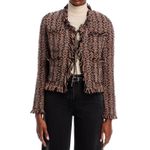 Aldo Martins Jacket Tweed Fringe Knit Cropped Brown S Small Photo 2