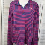 Vineyard Vines Women's Stretch Pique Relaxed Shep Shirt Navy/Red Stripe-Large Photo 0