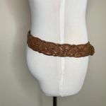 Tan Brown Woven Leather Wide Belt Vintage 38" x 2" Photo 3