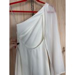 Lulus NWT  Majestic Attitude White Cape Sleeve One-Shoulder Maxi Dress Wedding S Photo 6