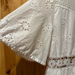 White Lace Floral Embroidery Short Sleeve Mini Dress BOHO Size L Photo 5