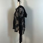 POL  Black Lace Floral Hoodie‎ Pullover Top Long Sleeve See Through Blouse Photo 3