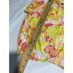 Floral Print Blouse Yellow Orange White Tie Neck Short Sleeve Top size L Size L Photo 4