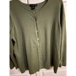 August Silk Olive Green Button Front Cardigan Sweater 1X Viscose Silk Blend Photo 1