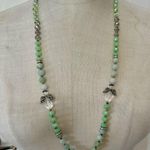 Handmade Angel Charm Beaded Necklace with Green Glass & Crystal Accents Photo 1