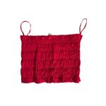AQUA  Smocked Strapless Top Red Crop Ruched Summer Blouse Women's‎ Size M Photo 3