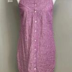 Untuckit For Her Linen Keeley Shirt Dress Size 12 Purple Pockets Button Front Photo 0