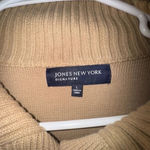 Jones New York Jones NY Womens Cardigan Size L Tan Faux Suede Microsuede Front Preppy Sweater Photo 2