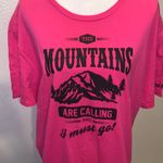 Fruit of the Loom Mountains Are Calling And I Must Go Short Sleeve Shirt Pink Woman’s XL Cotton Photo 1