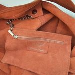 Venezia Suede Leather Oversized Slouch Bag Orange Peach Coral Hobo Tote Photo 2