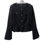 White House | Black Market WHBM Black Button-Up Bell Sleeve Peplum Jacket Size 12 Photo 0