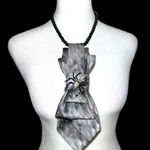 “Dainty Dapper” black silvery Patterned necktie necklace with Spider Brooch Silver Photo 0